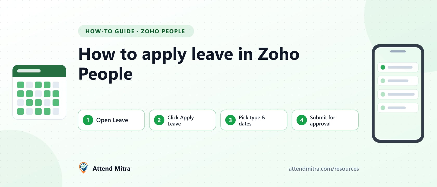 Apply Leave form in Zoho People showing leave type, dates and leave balance