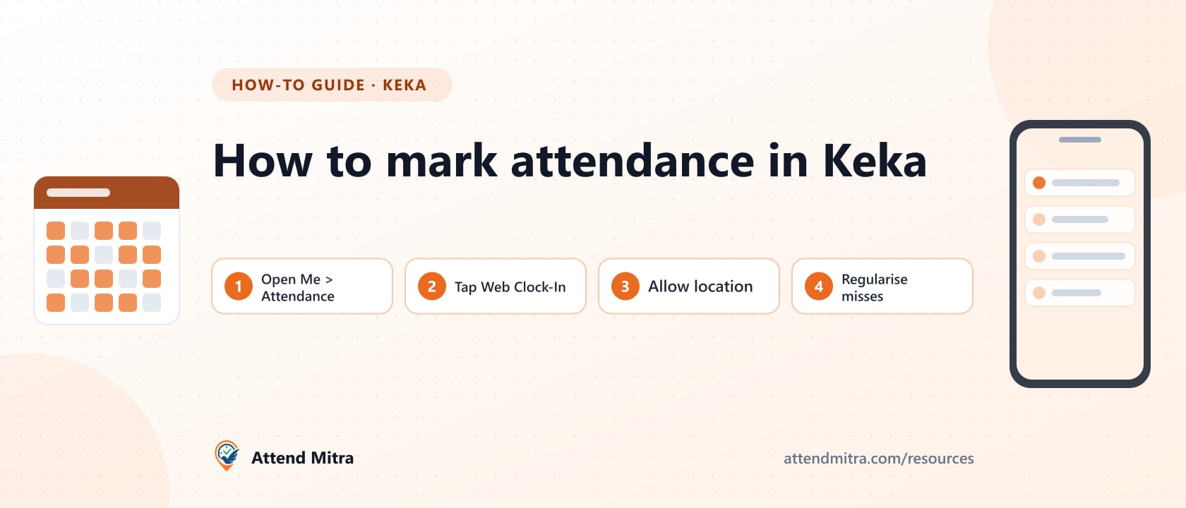 Steps to mark attendance in Keka using web clock-in and the Keka mobile app