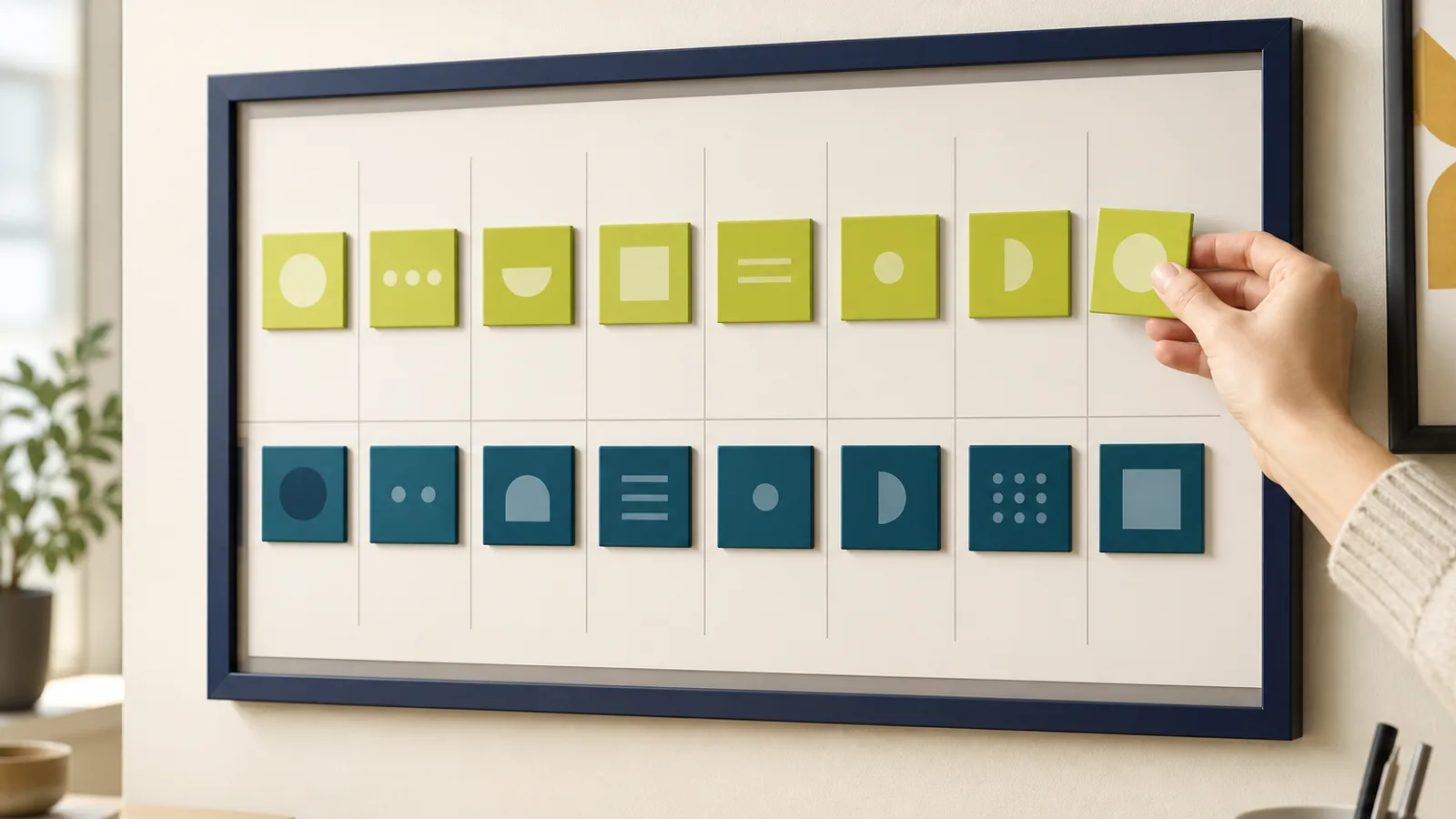 Three-shift roster board showing A, B and C shift crews across a week