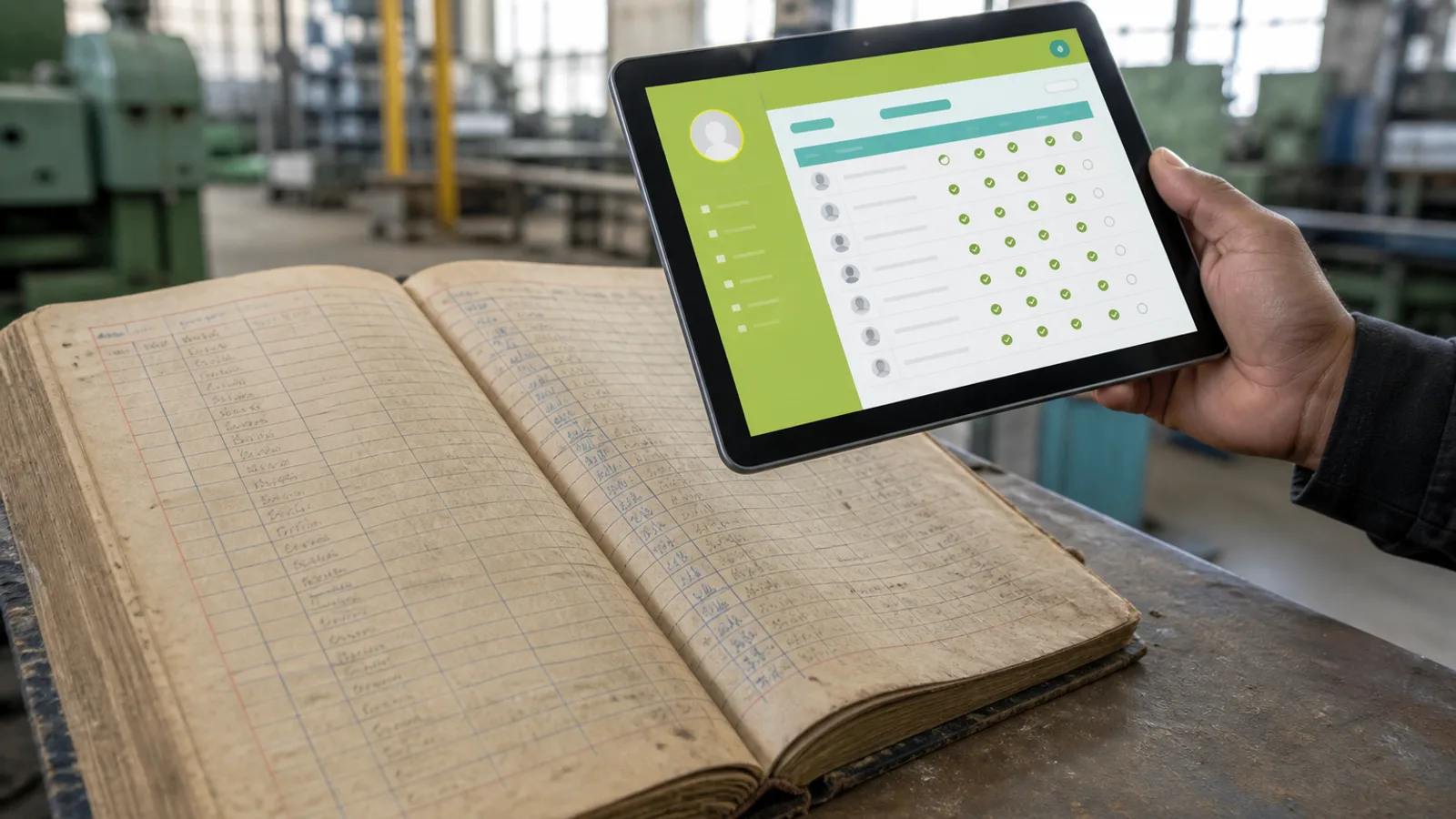 Muster roll register format with daily attendance columns and wages earned